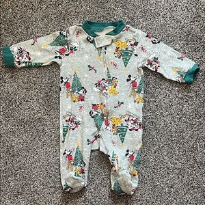 Disney Festive Mickey Mouse Baby Footie - Gray and Green